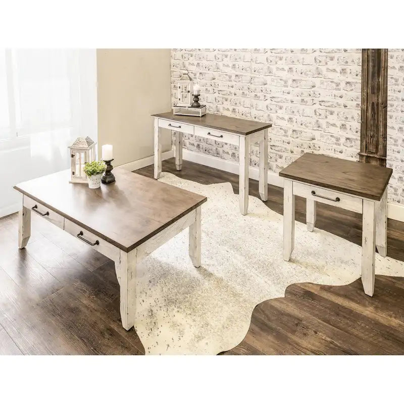 Two-Tone Finish 1-Drawer Wooden Side Table