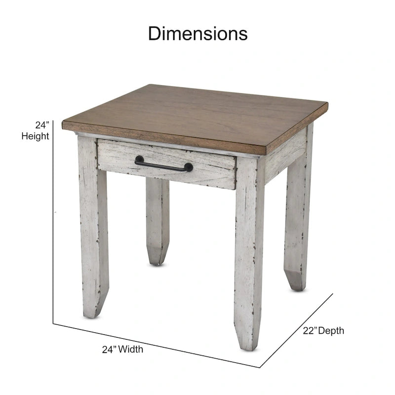 Two-Tone Finish 1-Drawer Wooden Side Table