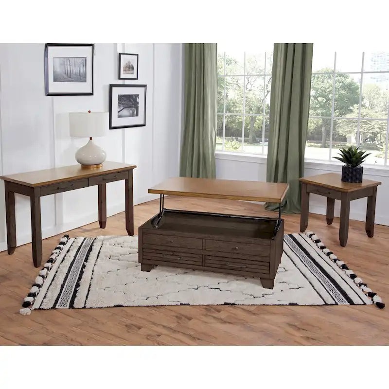 Two-Tone Finish 1-Drawer Wooden Side Table