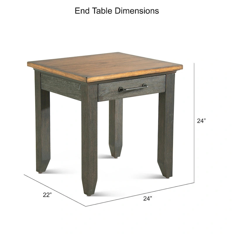 Two-Tone Finish 1-Drawer Wooden Side Table