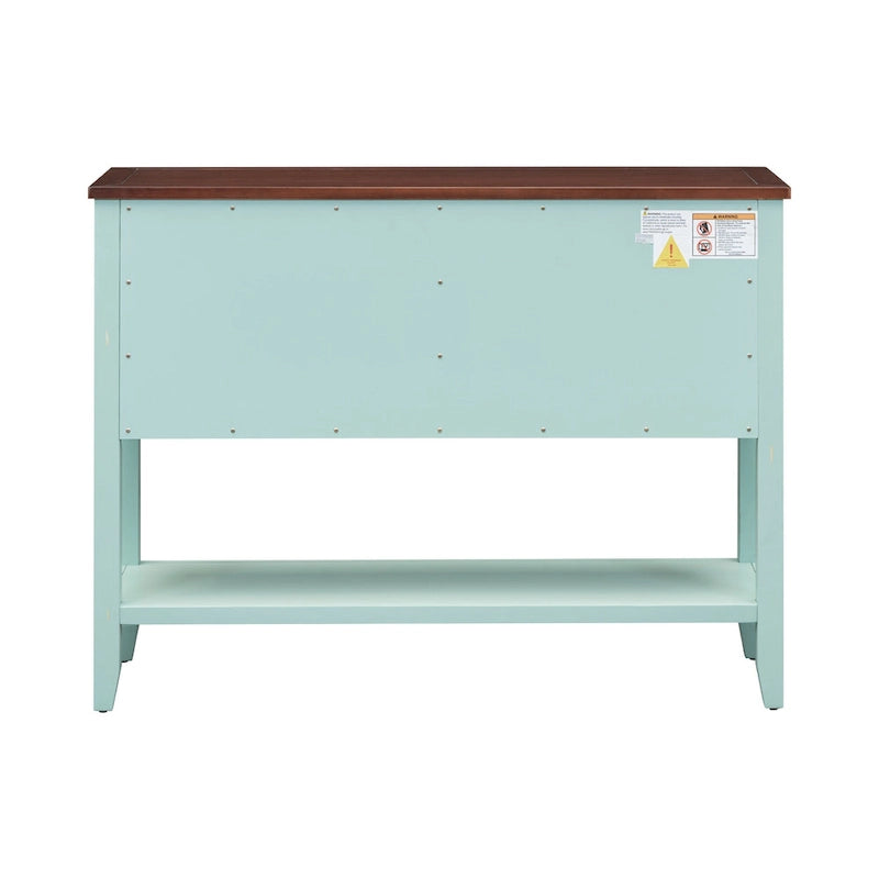 Retro Sideboard Console Table with Drawers and Bottom Shelf