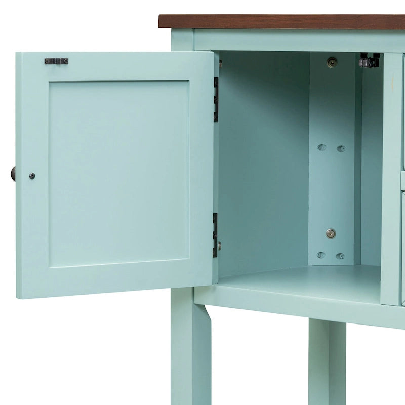 Retro Sideboard Console Table with Drawers and Bottom Shelf
