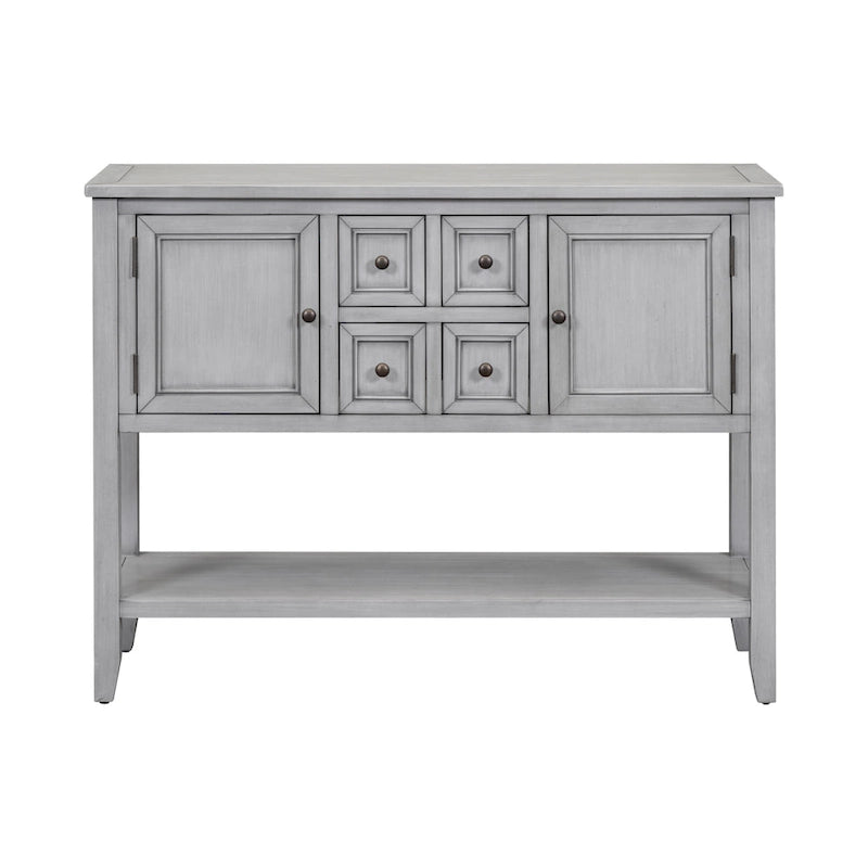 Retro Sideboard Console Table with Drawers and Bottom Shelf