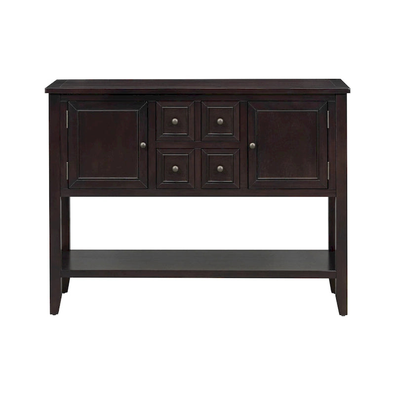 Retro Sideboard Console Table with Drawers and Bottom Shelf
