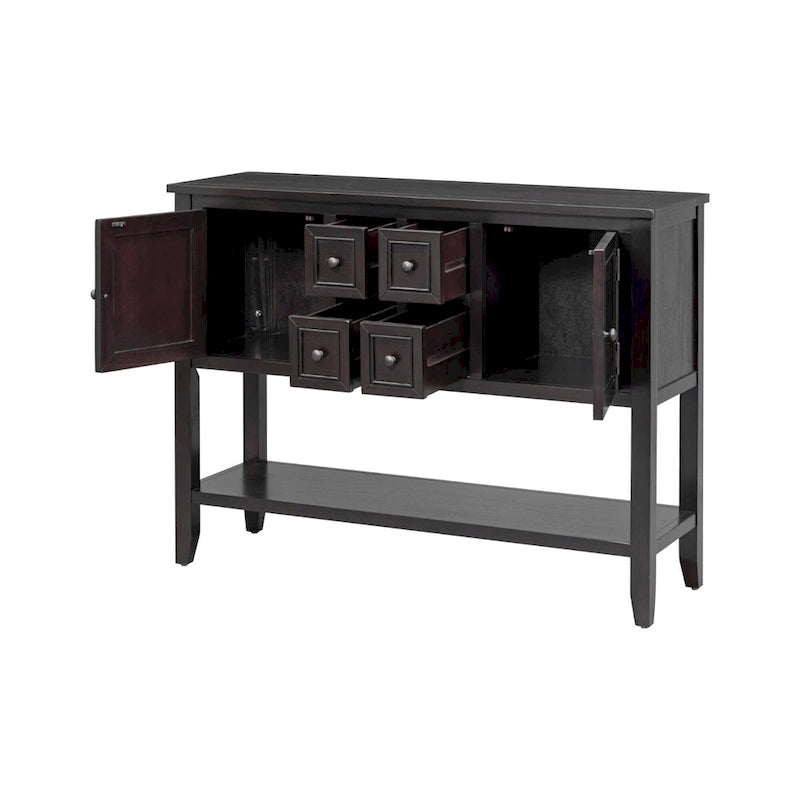 Retro Sideboard Console Table with Drawers and Bottom Shelf