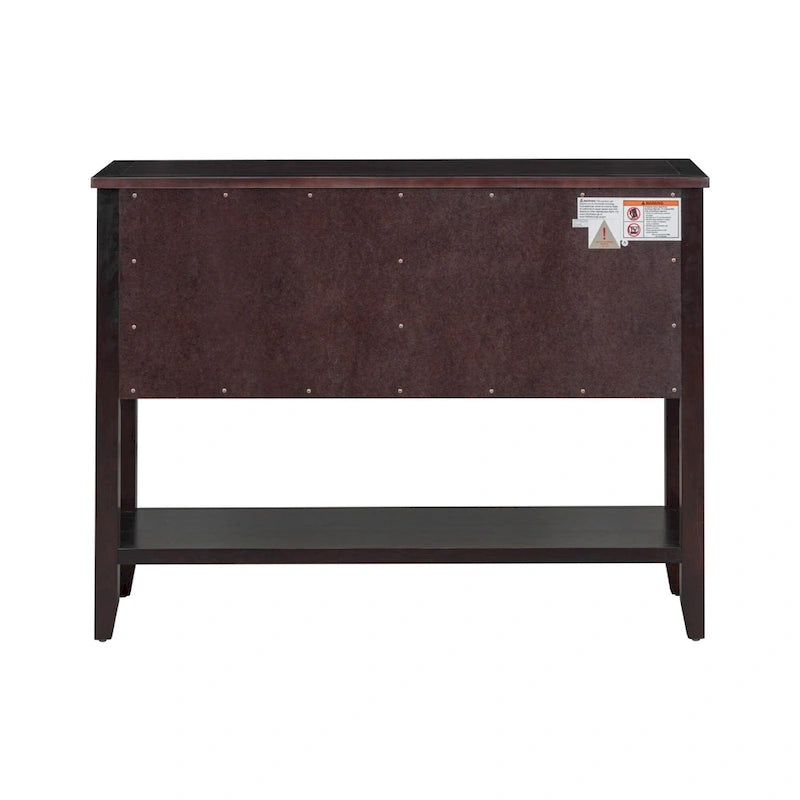 Retro Sideboard Console Table with Drawers and Bottom Shelf