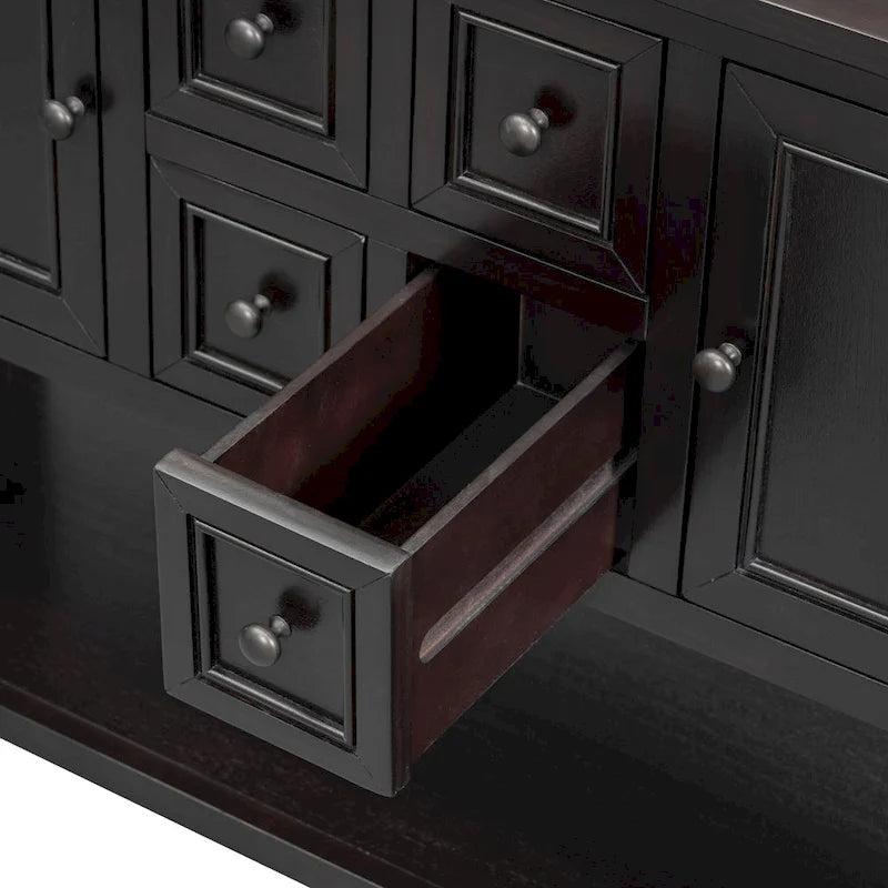 Retro Sideboard Console Table with Drawers and Bottom Shelf