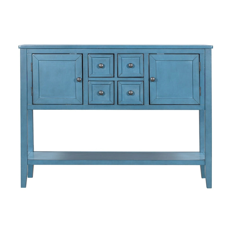 Retro Sideboard Console Table with Drawers and Bottom Shelf