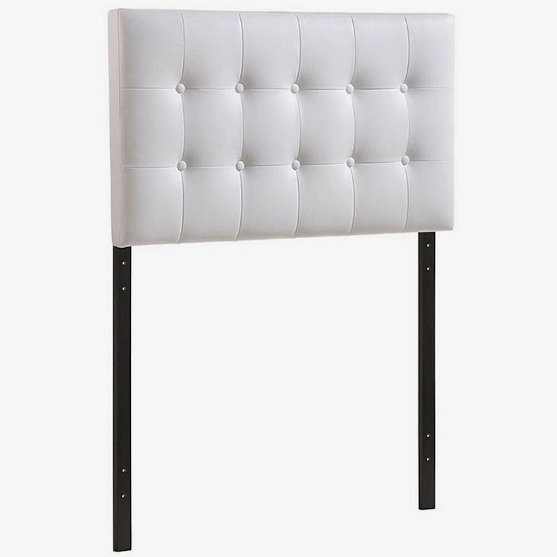 Stylish White Upholstered Twin Size Headboard