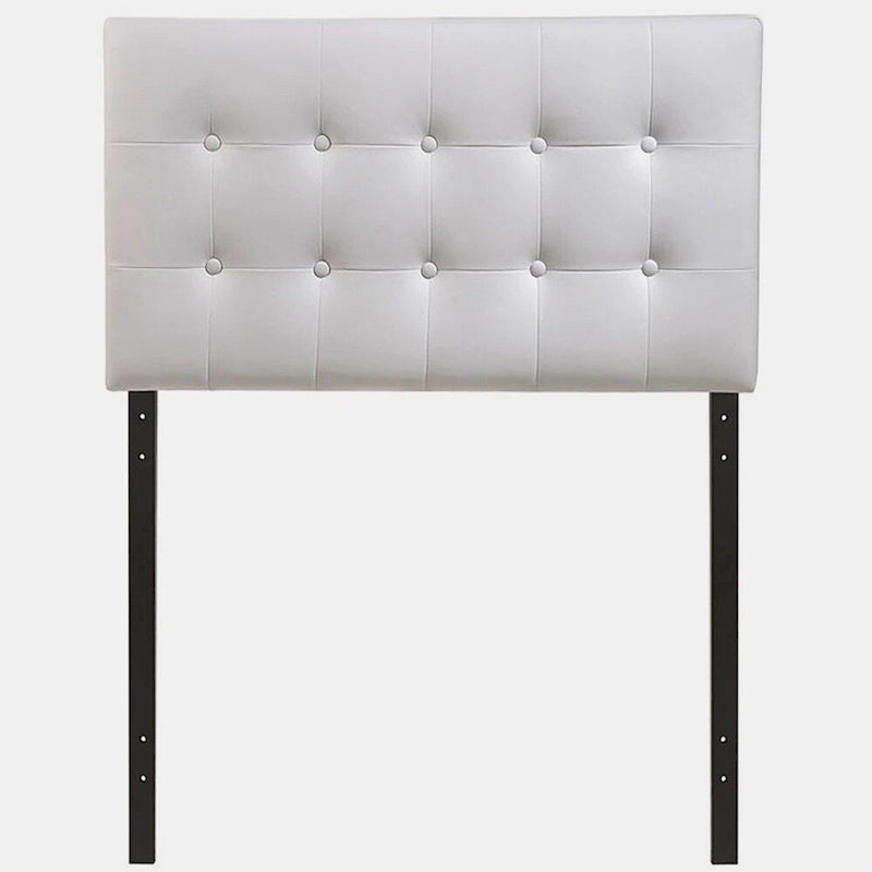Stylish White Upholstered Twin Size Headboard