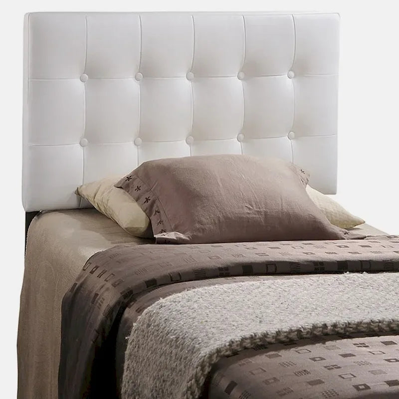 Stylish White Upholstered Twin Size Headboard