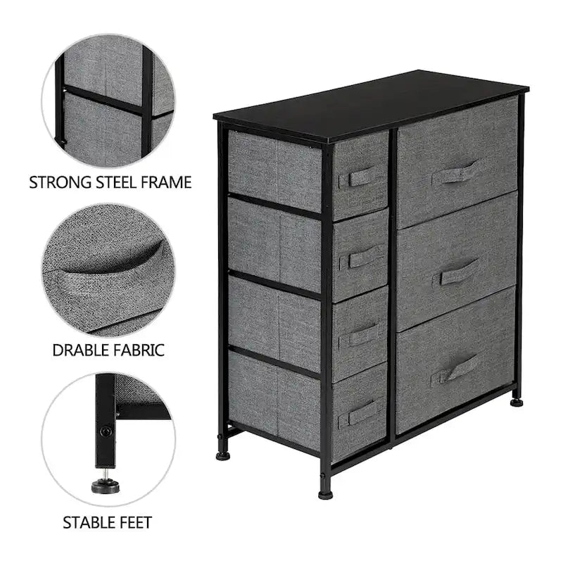 7-Drawer Dresser Storage Tower – Grey