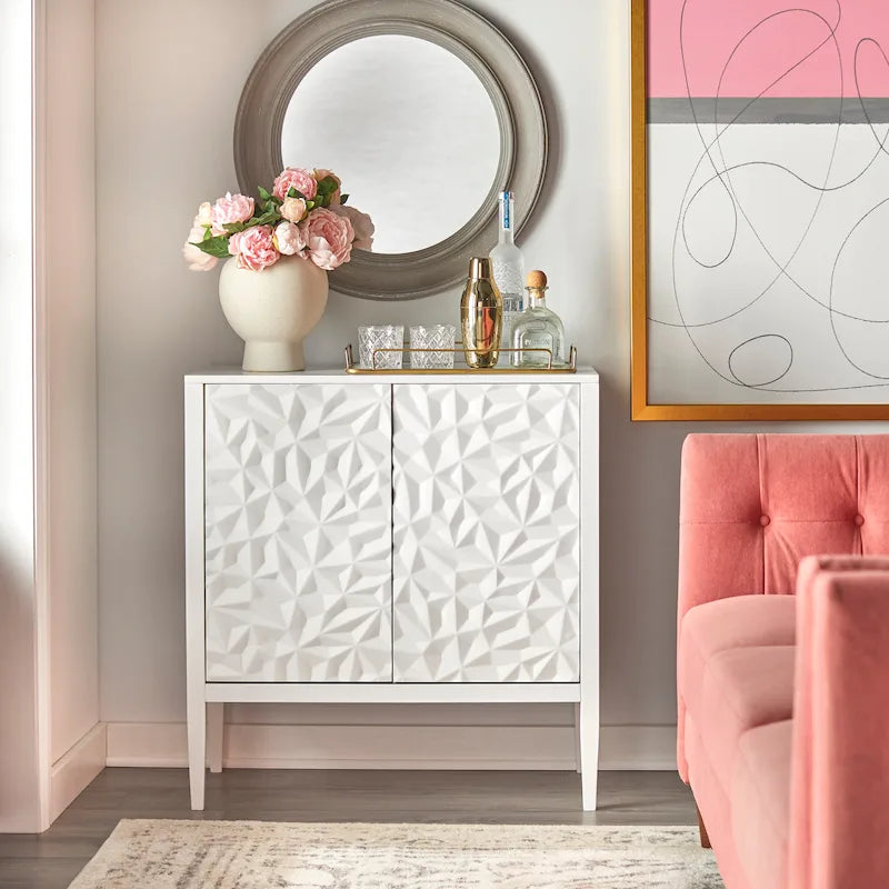 2-Door Cabinet with Geometric Accent