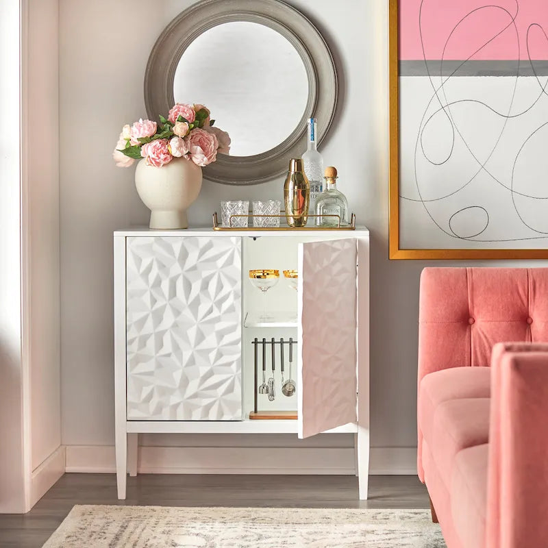 2-Door Cabinet with Geometric Accent