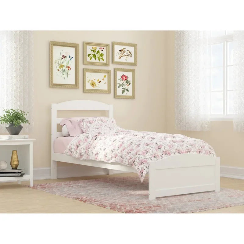 Solid Wood Platform Bed with Footboard