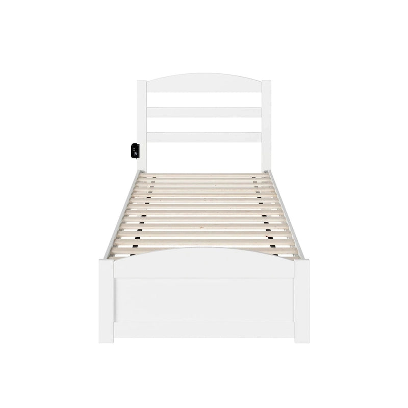 Solid Wood Platform Bed with Footboard