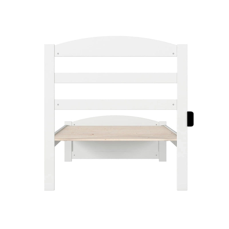 Solid Wood Platform Bed with Footboard