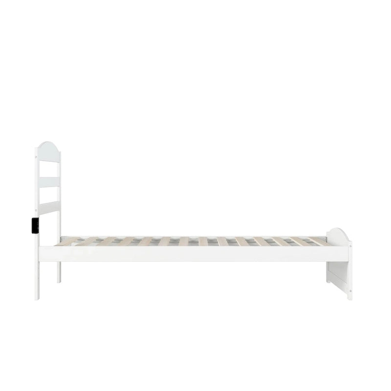 Solid Wood Platform Bed with Footboard
