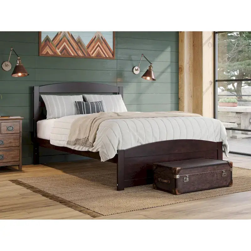 Solid Wood Platform Bed with Footboard