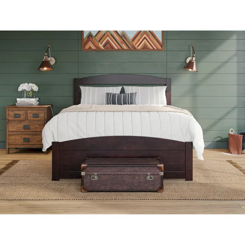 Solid Wood Platform Bed with Footboard