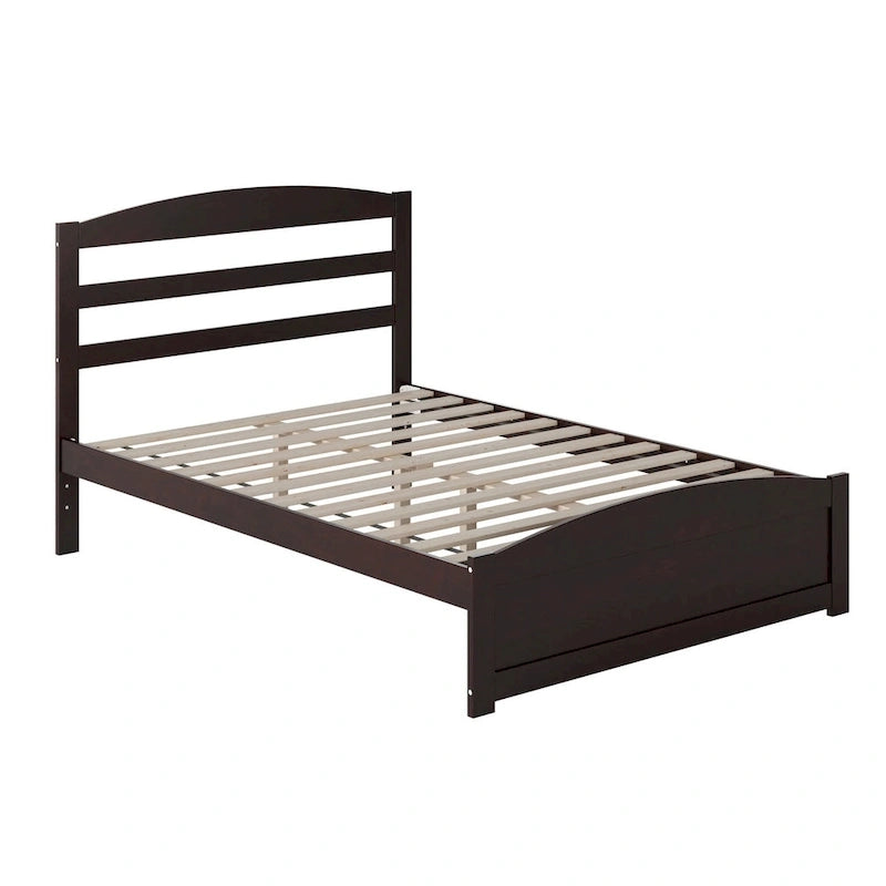 Solid Wood Platform Bed with Footboard