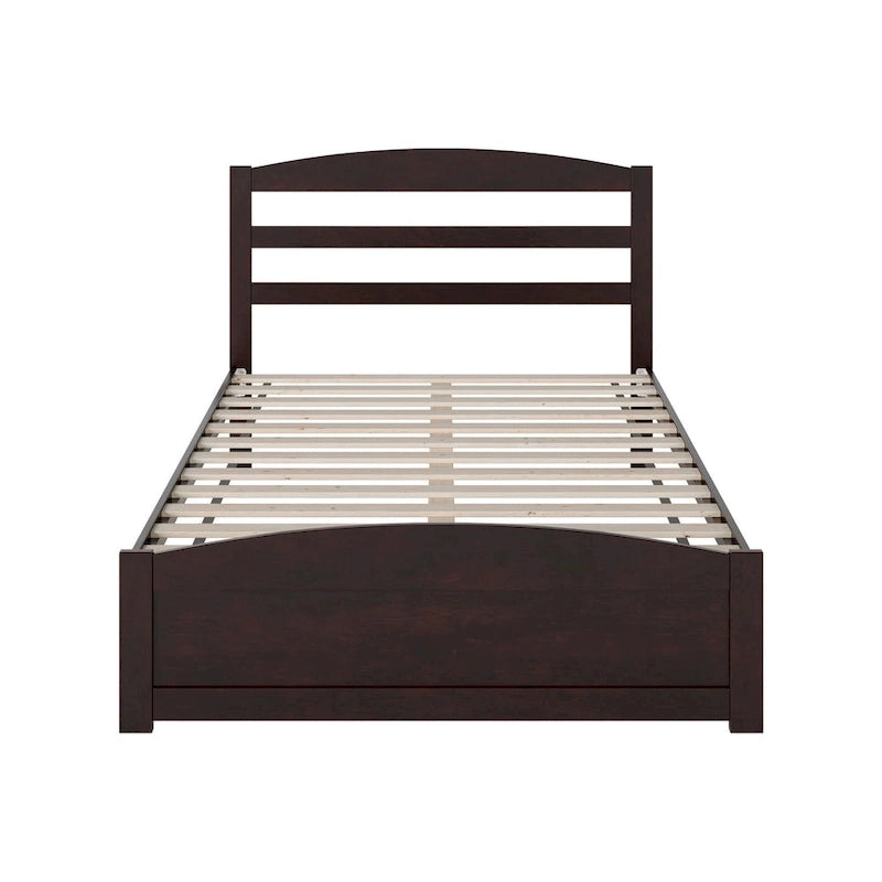 Solid Wood Platform Bed with Footboard
