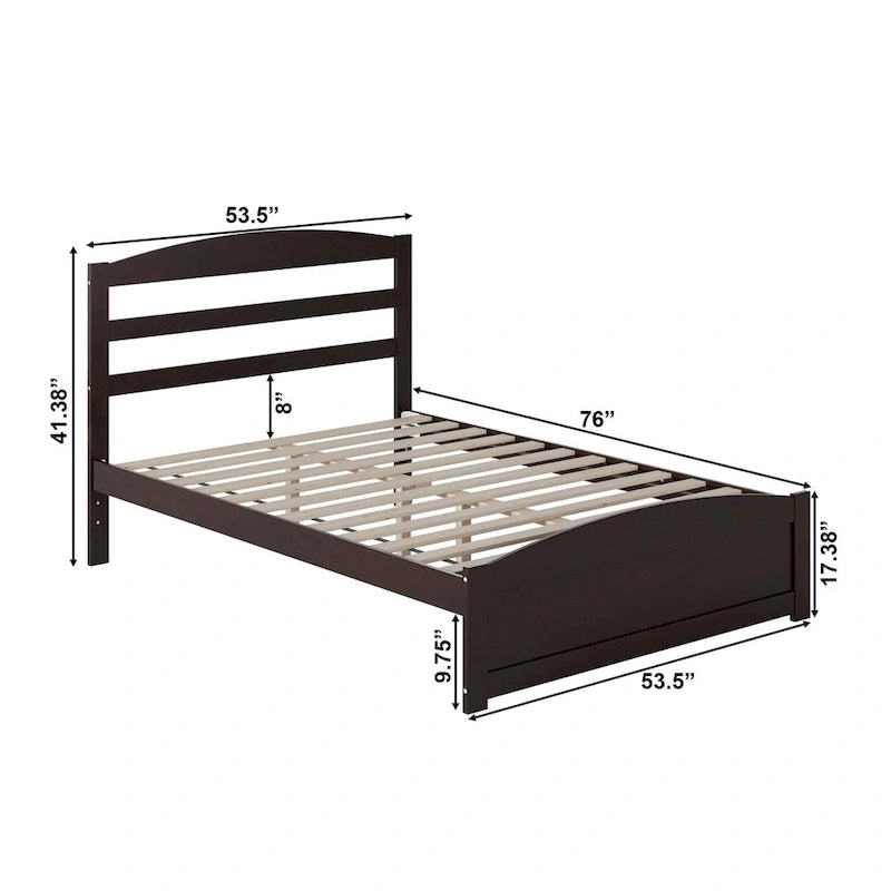 Solid Wood Platform Bed with Footboard