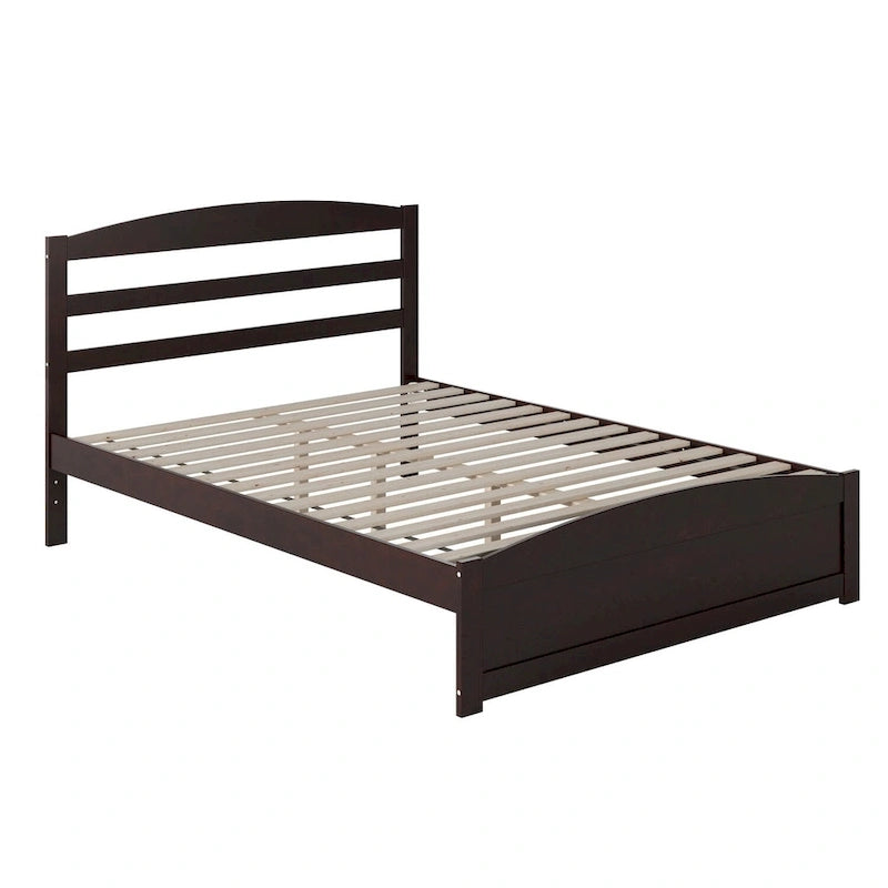 Solid Wood Platform Bed with Footboard