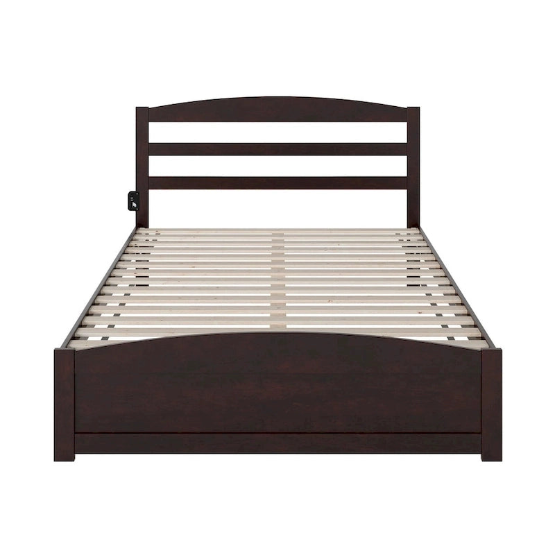 Solid Wood Platform Bed with Footboard