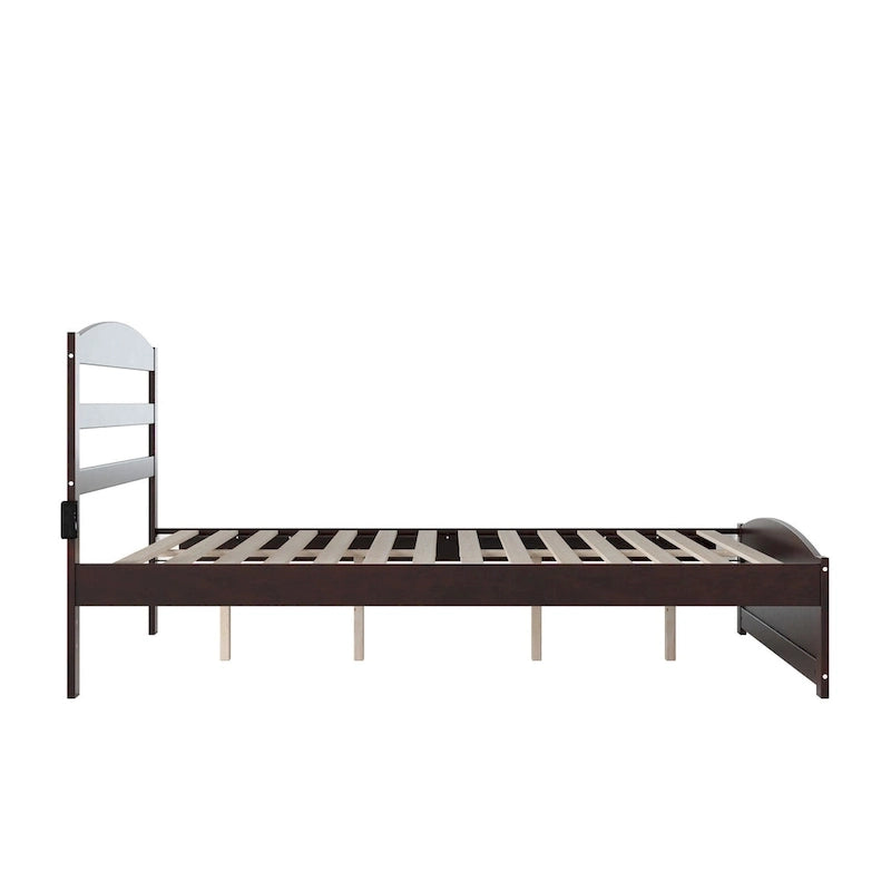 Solid Wood Platform Bed with Footboard