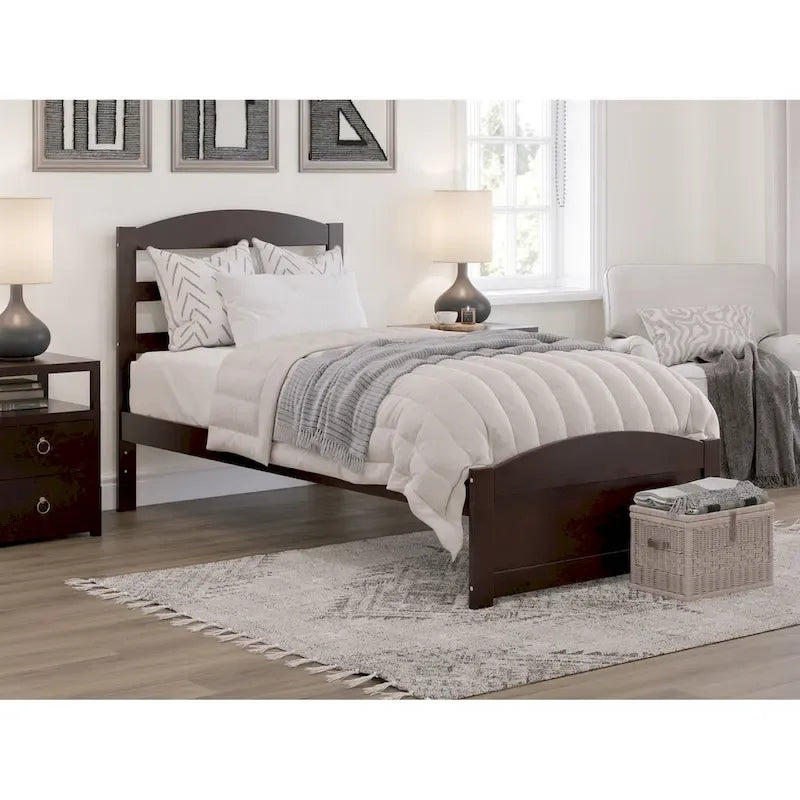 Solid Wood Platform Bed with Footboard