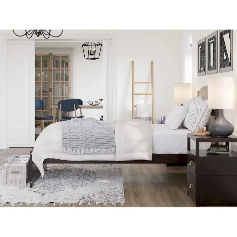 Solid Wood Platform Bed with Footboard