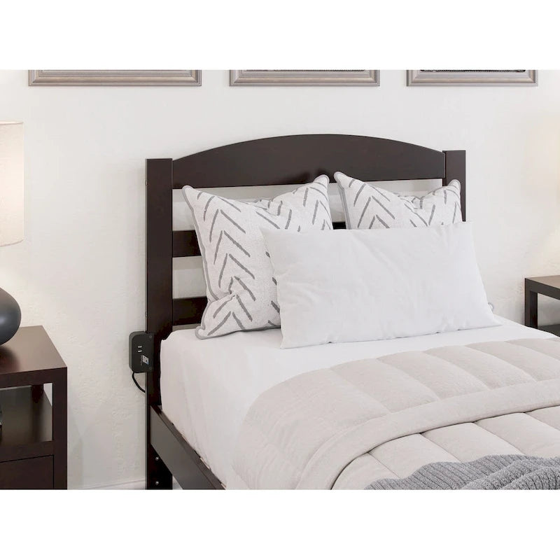 Solid Wood Platform Bed with Footboard