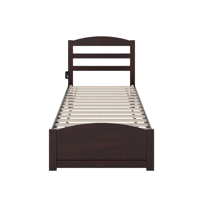 Solid Wood Platform Bed with Footboard