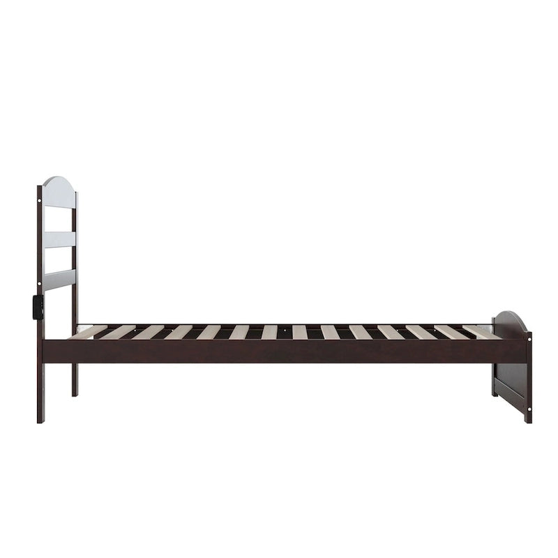 Solid Wood Platform Bed with Footboard