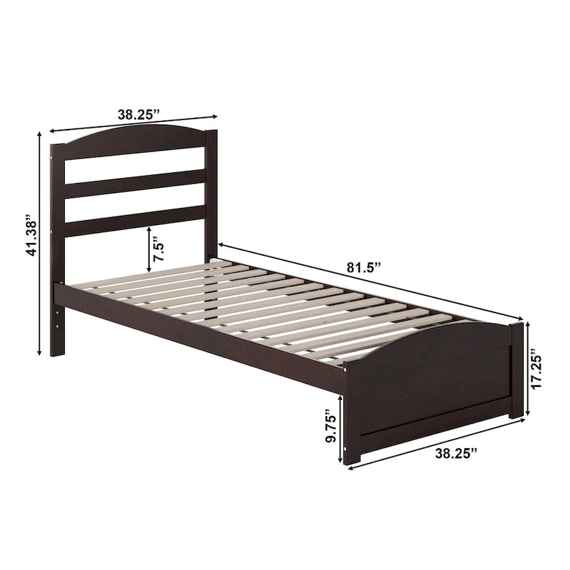 Solid Wood Platform Bed with Footboard