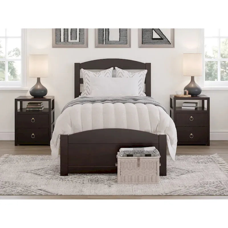 Solid Wood Platform Bed with Footboard