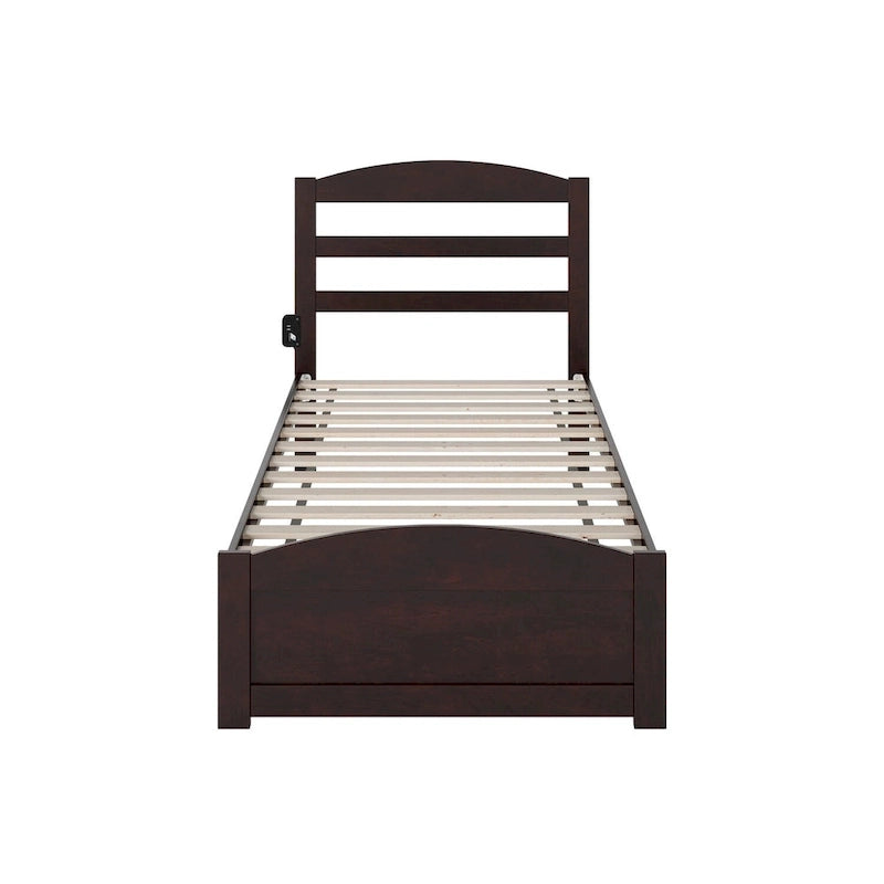 Solid Wood Platform Bed with Footboard