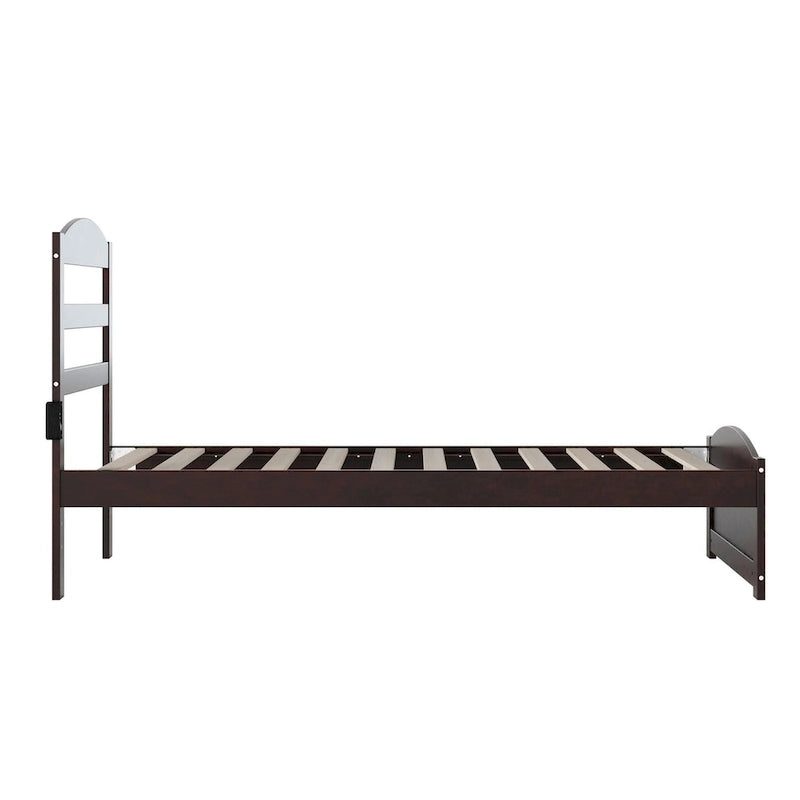 Solid Wood Platform Bed with Footboard