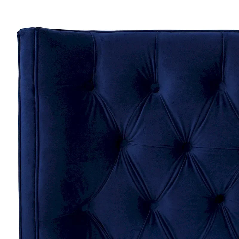 Velvet Upholstered Tufted Sheltered Panel Bed Set