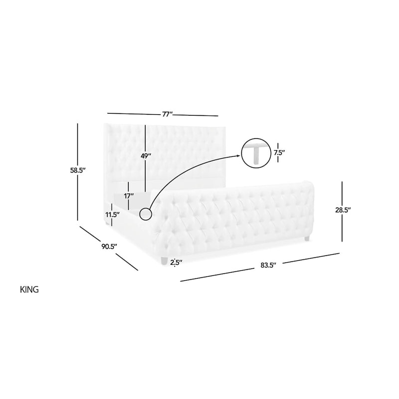 Velvet Upholstered Tufted Sheltered Panel Bed Set