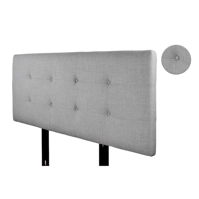Button Tufted Dark Grey Upholstered Headboard