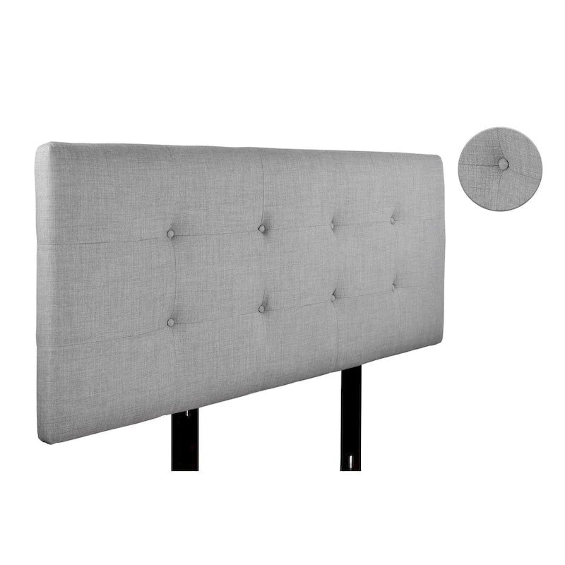 Button Tufted Dark Grey Upholstered Headboard
