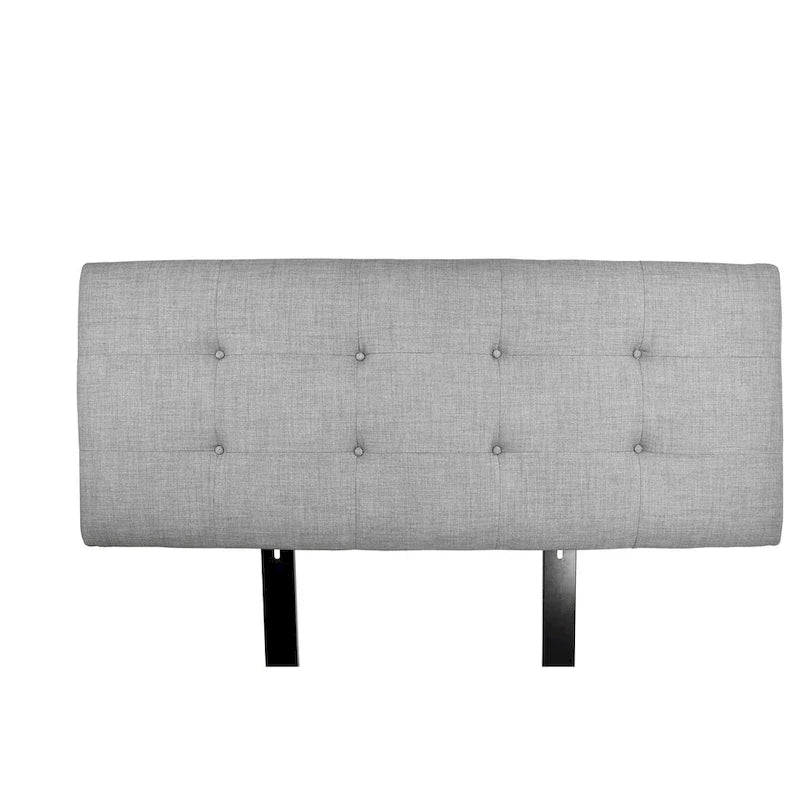 Button Tufted Dark Grey Upholstered Headboard