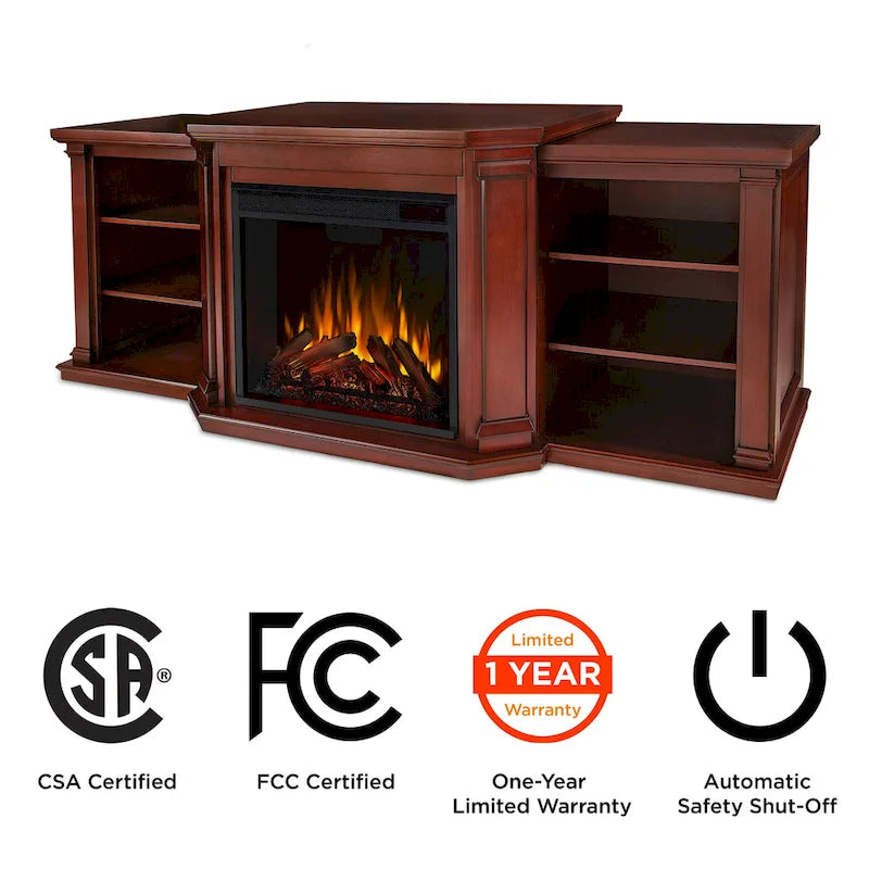 Electric TV Stand Fireplace in Dark Mahogany - 75.5 W x 21.5 D x 27.7 H
