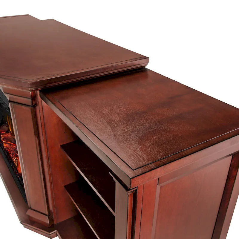 Electric TV Stand Fireplace in Dark Mahogany - 75.5 W x 21.5 D x 27.7 H