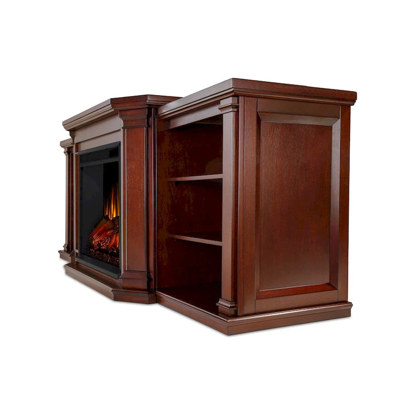 Electric TV Stand Fireplace in Dark Mahogany - 75.5 W x 21.5 D x 27.7 H