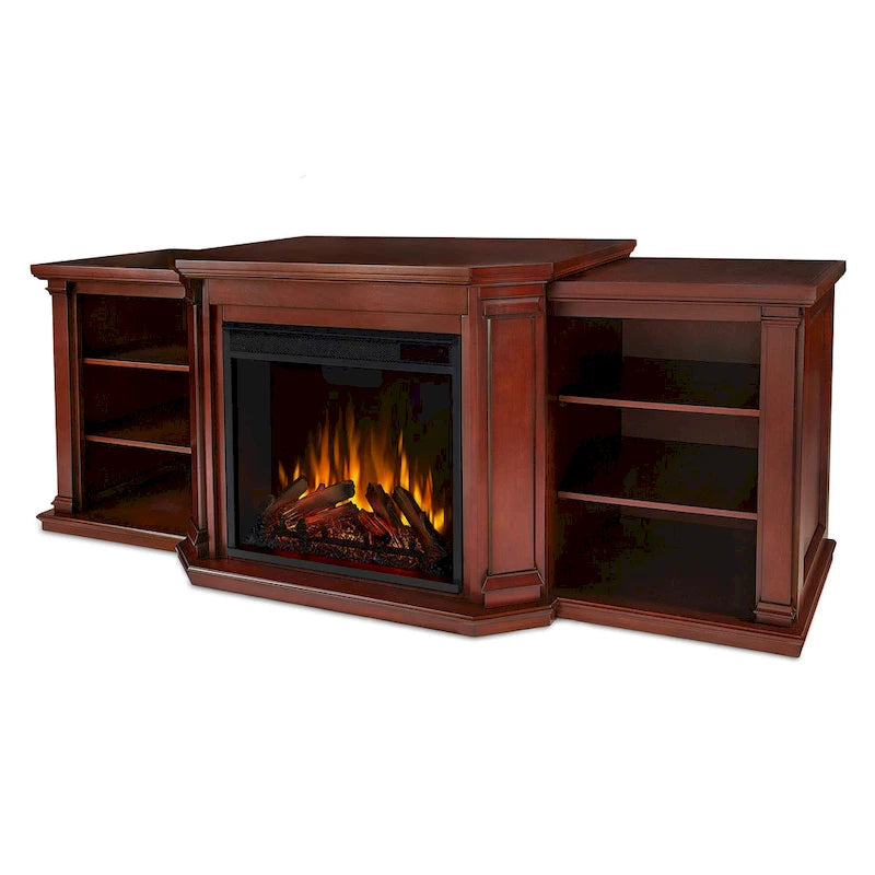 Electric TV Stand Fireplace in Dark Mahogany - 75.5 W x 21.5 D x 27.7 H