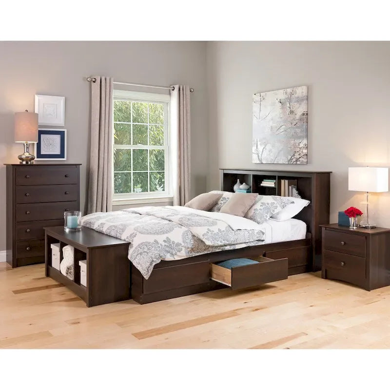 Espresso Full/Queen Bookcase Headboard