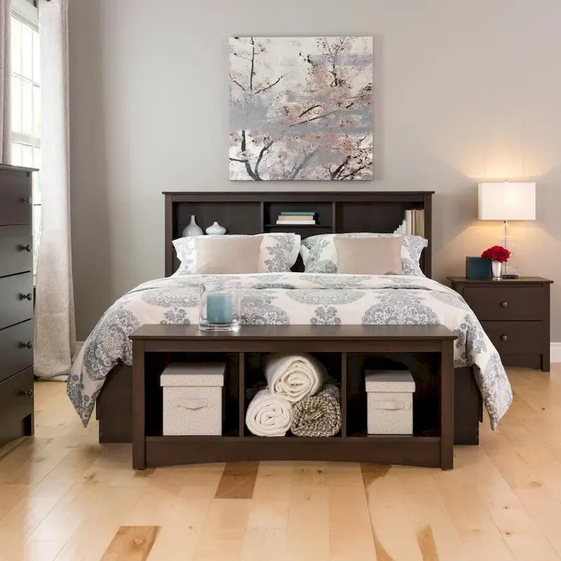 Espresso Full/Queen Bookcase Headboard